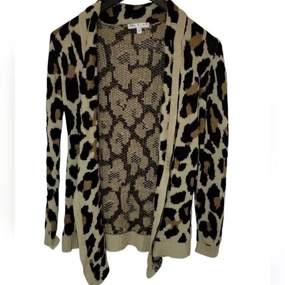 Say What? Animal Print Cardigan Size Medium - Picture 1 of 4